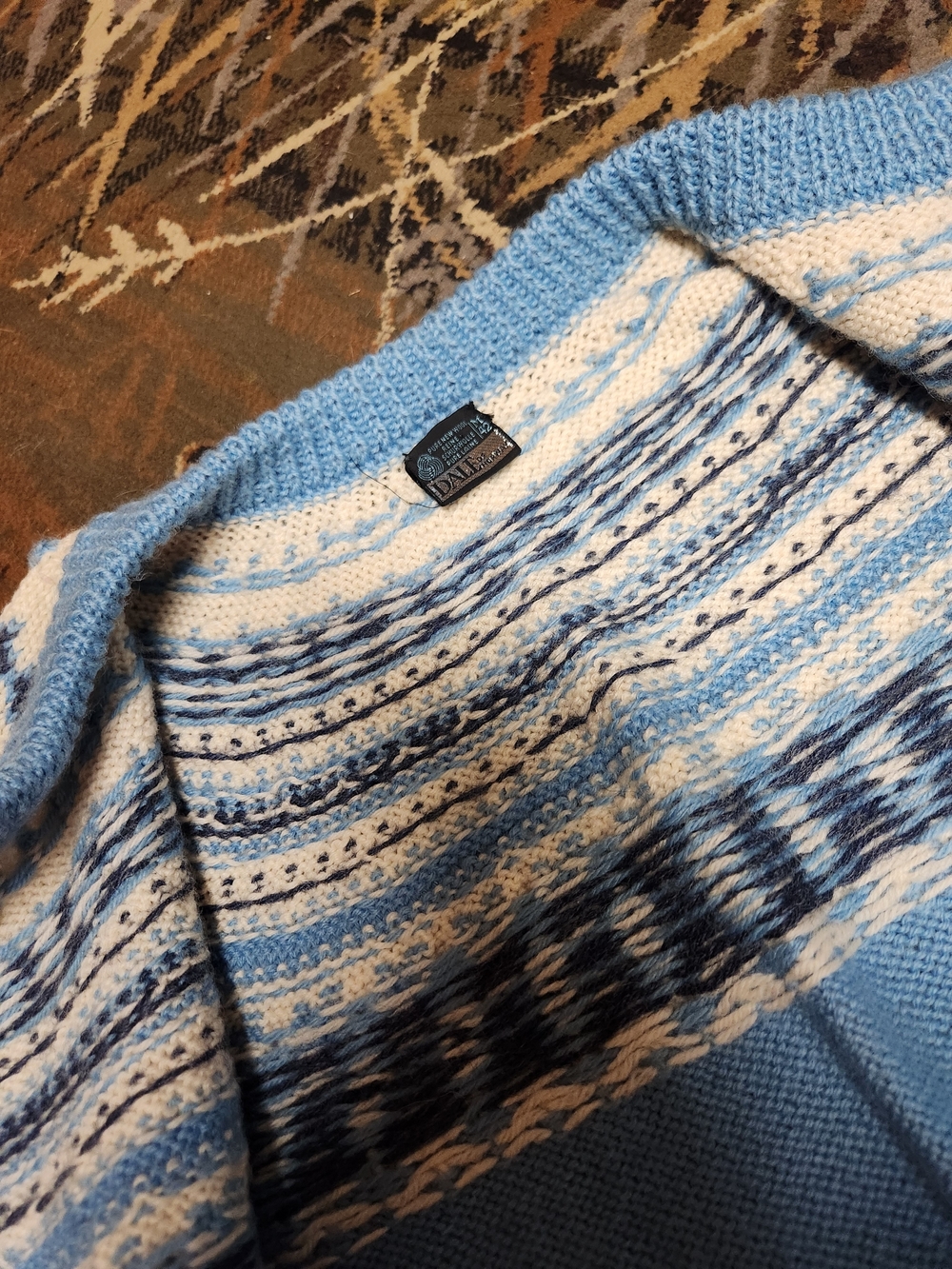 Dale of Norway Light Blue and White Fair Isle Wool Cardigan - Picture 11 of 14